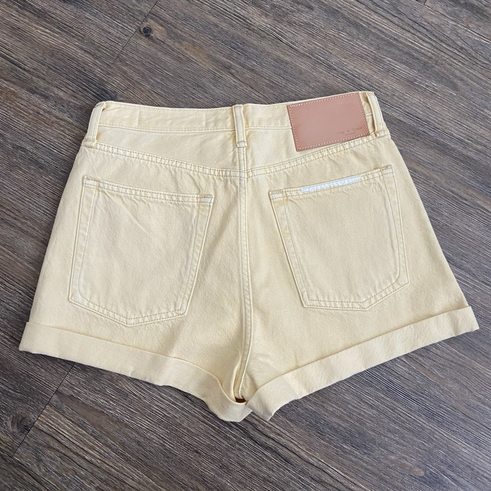 Rag & Bone Maya High-Rise Shorty Shorts Beigne Organic Cotton Denim Size 27 - Picture 7 of 7
